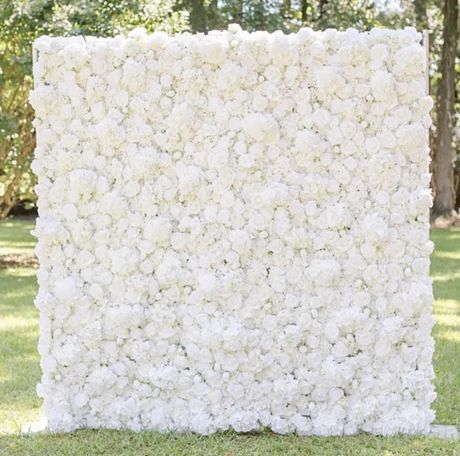 A Luxury RENT and RETURN floral service providing wedding day flowers for brides at a 70% percent savings. Brides shop the collections and order. We box the flowers and ship them before the wedding with return labels for a Worry- Free Return. After the wedding, the bride boxes up the florals and ships them back. White Flower Wall, Flower Wall Rental, Roses And Hydrangeas, Flower Wall Wedding, Shimmer Wall, Silk Bouquet, Reception Tables, Pipe And Drape, Wedding Wall