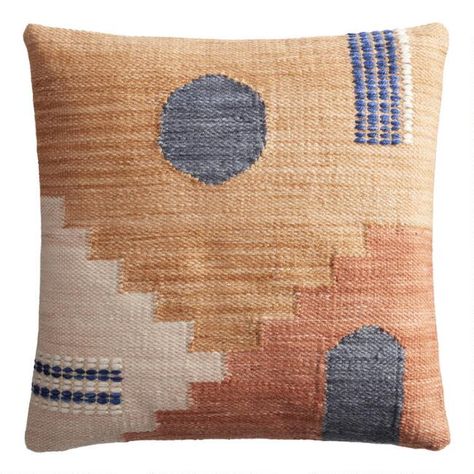 Orange and Blue Stepwell Indoor Outdoor Throw Pillow | World Market Couch Accessories, Indoor Outdoor Patio, Sofa Accessories, Cost Plus World Market, Outdoor Throw Pillow, Indoor Outdoor Pillows, Woven Throw, Toss Pillows, World Market