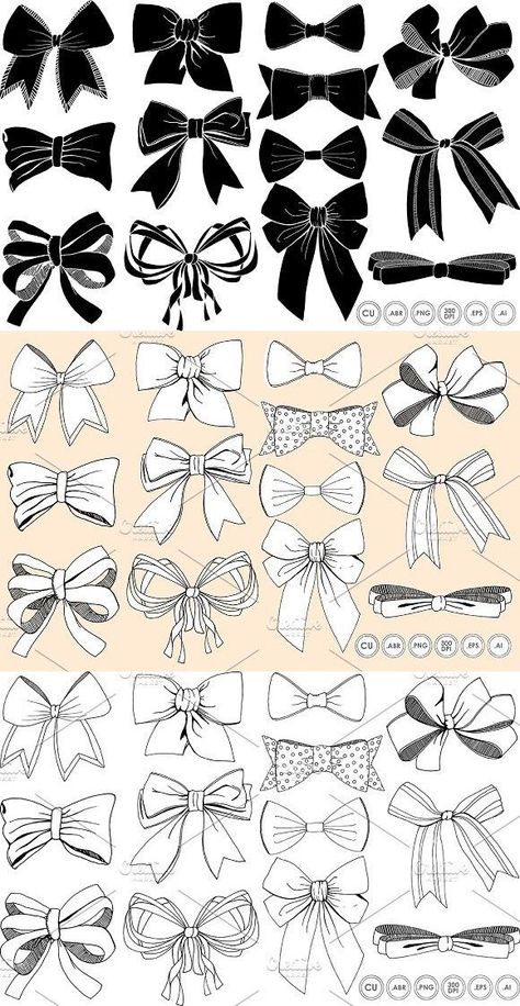 How To Draw Bow Tie, Bowtie Drawing Reference, Anime Hair Bow, Bow Tie Drawing Reference, Bow Art Reference, Bow Reference Ribbons, Hair Ribbon Drawing, Bowtie Reference, Bow Reference Drawing