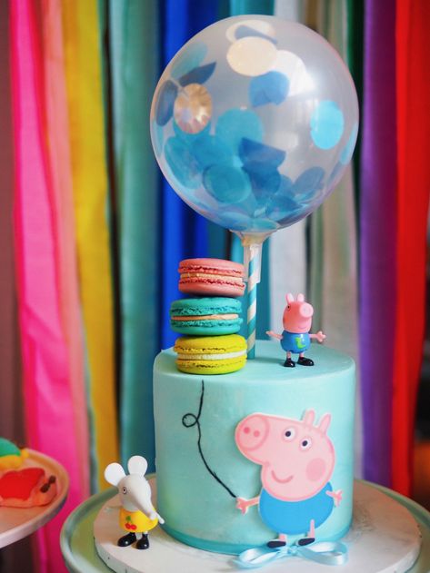 George Cake Peppa, Peppa And George Birthday Party, Boys Peppa Pig Birthday Party, Peppa Pig Birthday Party Boy, Peppa Pig Birthday Cake For Boys, Peppa Pig Boy Birthday Party, George Pig Birthday Cake, Peppa Pig Theme Cake, George Pig Cake