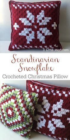 Crocheted Pillows, Crocheted Christmas, Crochet Cushion Cover, Confection Au Crochet, Crochet Xmas, Crochet Pillow Pattern, Crochet Pillows, Crochet Christmas Decorations, Corner To Corner