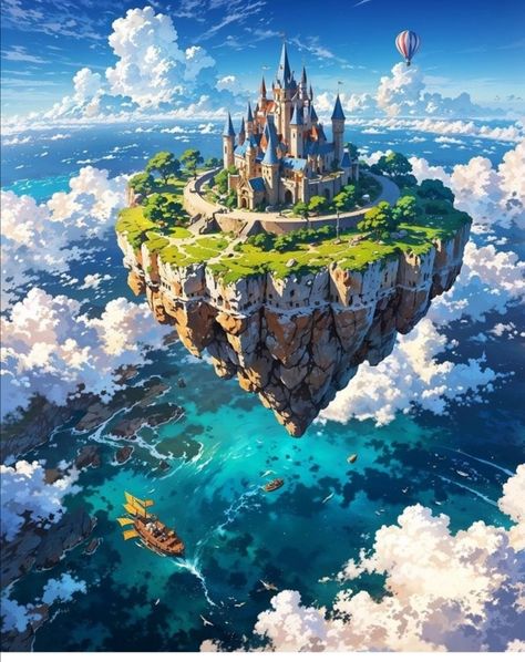 Fantasy World Map, Castle Art, Fantasy Island, Landscape And Urbanism, Soyut Sanat Tabloları, Island Art, Pixel Art Design, Zelda Art, Fantasy City