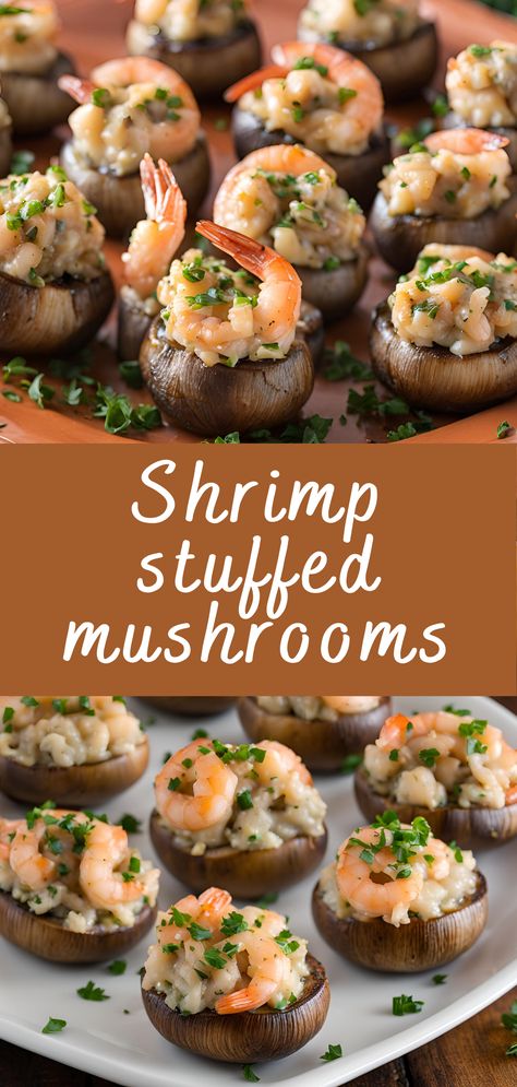 Shrimp stuffed mushrooms Recipe | Cheff Recipes Crawfish Stuffed Mushrooms, Stuffed Mushrooms With Shrimp, Chinese Stuffed Mushrooms, Hot Shrimp Appetizers, Seafood Mushroom Recipes, Shrimp Mushroom Recipes, Shrimp Recipes Appetizers, Shrimp And Mushroom Recipes, Stuffed Shrimp Recipes