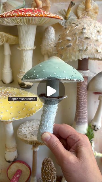 Ann Wood @Woodlucker/paper art on Instagram: "PAPER mushrooms… mixture of all the pastel handmade  mushrooms. Do you like paper mushrooms?     #woodlucker #annwood #papermushroom #paperflowers #paperartist #paperart #imadethis #handmade #mushrooms #mushroom #mushroomsofinstagram #reels #reelsinstagram #viral #viralreels #viralvideos #explorepage #cottagecore #cottagecorecommunity #cottagegarden #botanical #botanicalart #botanicalillustration #betterhomesandgardens #ilovemushrooms" Paper Mushrooms, Handmade Mushrooms, Mushroom Crafts, Ann Wood, Cottage Core Aesthetic, Mushroom Art, Paper Artist, Better Homes And Gardens, Botanical Illustration