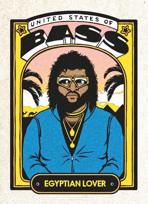 United States Of Bass: Los Angeles Trading Cards | Red Bull Music Academy Daily Music Academy, Ego Tripping, Art Trading Cards, Football Illustration, Matchbox Art, Graphic Poster Art, Bass Music, Brand Kit, Music Legends