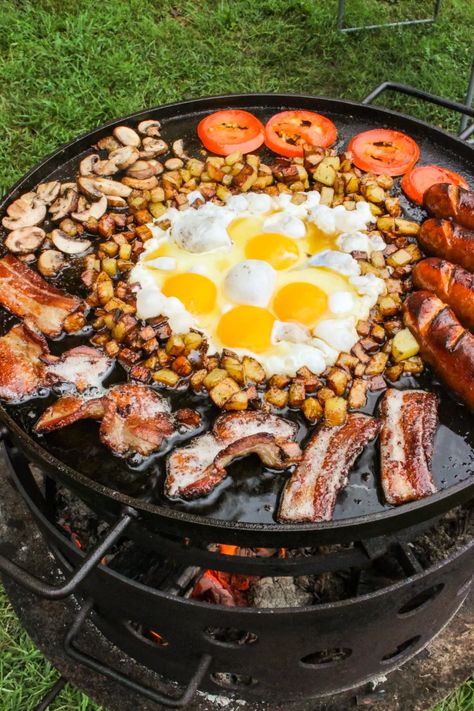 Breakfast Skillet Platter - Over The Fire Cooking Cooking Over Fire, Breakfast Platter, Breakfast Skillet, Camping Grill, Campfire Food, Fire Cooking, Campfire Cooking, Delicious Breakfast Recipes, Camp Cooking