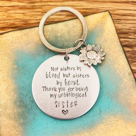 Excited to share this item from my #etsy shop: Not Sisters By Blood But Sisters By Heart, BFF Keychain, Unbiological Sister, Personalized Gift for Best Friend, You Are Like a Sister to Me Bff Keychain, Heart Bottle, Unbiological Sister, Christmas Lollipops, Sisters By Heart, Bereavement Gift, Kraft Gift Boxes, Gift For Best Friend, Bottle Lights