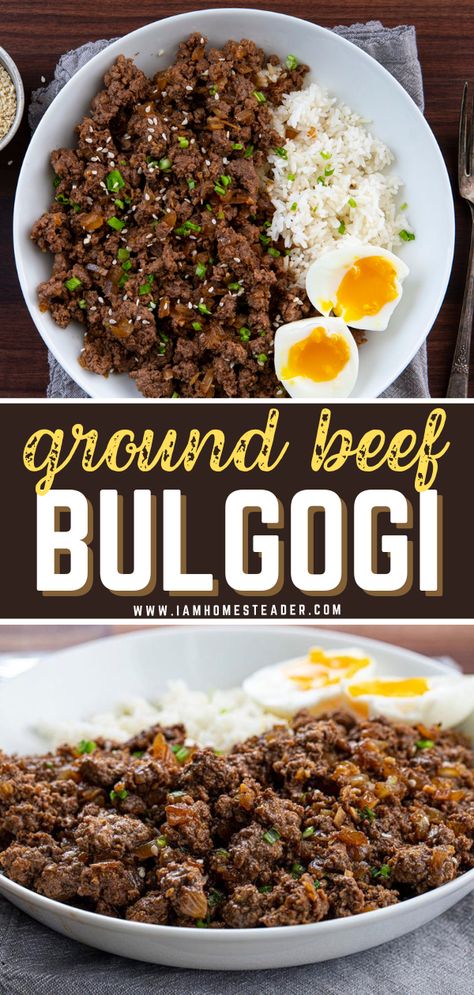 Easy Beef Bulgogi, Ground Beef Bulgogi, Beef Bulgogi Recipe, Bulgogi Sauce, Soft Boiled Egg, Bulgogi Recipe, Easy Ground Beef, Ground Beef Recipes Healthy, Keto Beef Recipes