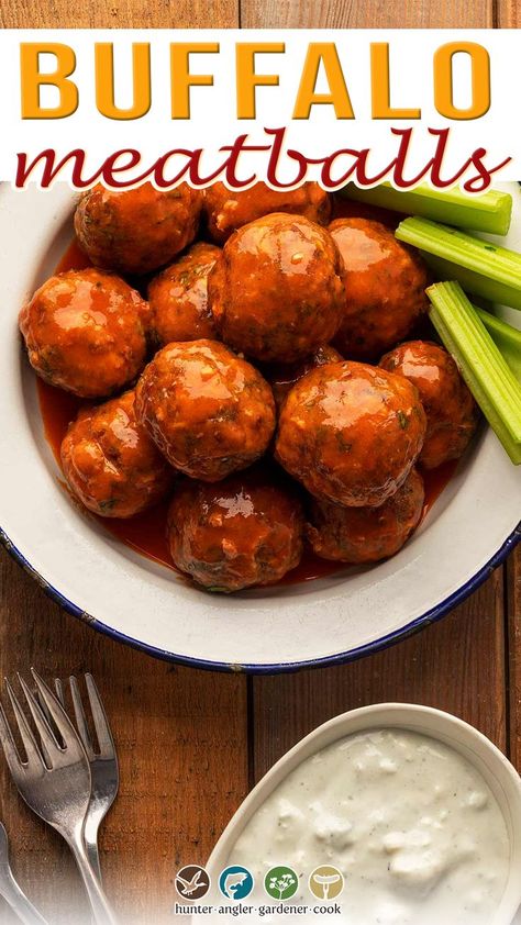 Buffalo Meat Recipes, Buffalo Turkey Meatballs, Buffalo Meatballs, Venison Meatballs, Ground Beef Meatballs, Bison Meat, Ground Beef Seasoning, Buffalo Meat, Buffalo Recipe