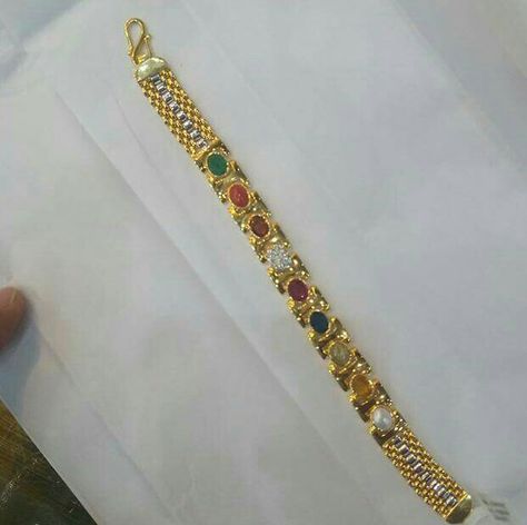 Navaratna Chain For Men, Navratna Bracelet, Navaratan Jewellery, Navaratna Jewellery, Gents Bracelet, Jewellery For Men, Gold Bangles For Women, Gold Jewelry Outfits, Diamond Bracelet Design