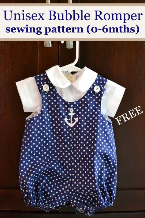 FREE Unisex Bubble Romper sewing pattern (0-6mths). Here's a great Bubble Romper sewing patern that is both FREE andd easy and quick to make. #SewModernKids #SewingForBaby #BabySewingPattern #SewingARomper #RomperSewingPattern Romper Sewing Pattern, Baby Romper Pattern, Diy Sy, Baby Bubble Romper, Baby Mode, Boy Sewing, Sewing Baby Clothes, Romper Pattern, Sew Ins