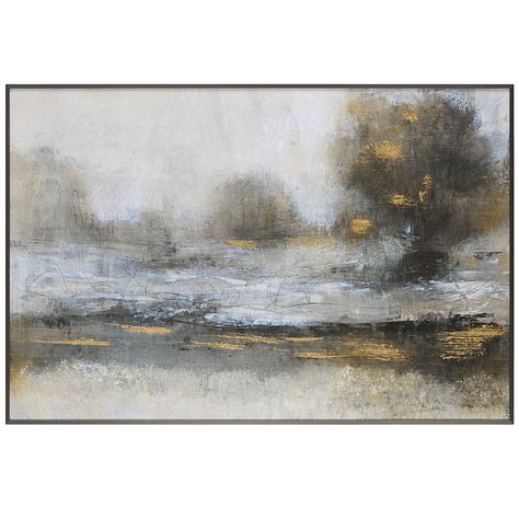 Gilt Landscape Framed Print | Uttermost Uttermost Art, Moody Neutral, Misty Landscape, Print Display, Frame Wall Decor, Landscape Prints, Neutral Tones, Gold Frame, Gold Leaf