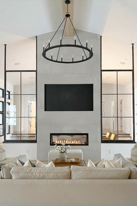 Spanish Lighting, Living Room Chandelier, Home Design Diy, Room Chandelier, Round Chandelier, Blue Living Room, Chandelier In Living Room, Fireplace Design, Modern Bedroom