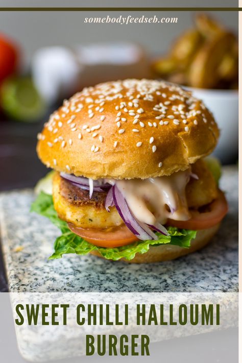 Haloumi Sandwich Recipes, Halloumi Burger Recipes, Halloumi Recipes, Halloumi Burger, Haloumi Recipes, Summer Burgers, Burgers Recipes, Brioche Bun, Grilled Halloumi