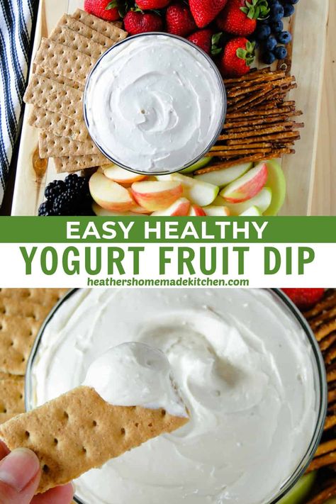 This Yogurt Fruit Dip is an easy and quick dip to whip up that is delicious, slightly sweet and healthy. The perfect centerpiece to any fruit platter for parties, celebrations or just snacks at home. Crock Pot Appetizer Recipes, Fruit Dip With Cool Whip, Dip With Cool Whip, Buffet Recipes, Healthy Fruit Dip, Yogurt Fruit Dip, Snacks At Home, Ideas For Appetizers, Kids Fruit