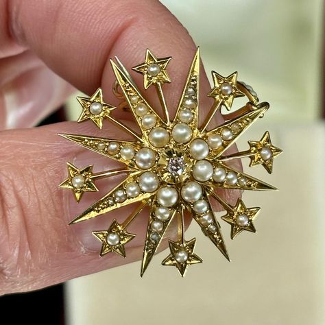 Spiritualist Movement, Star Brooch, Pendant Brooch, Diamond Set, Big Star, Natural Pearls, Victorian Era, Chester, Beautiful Design