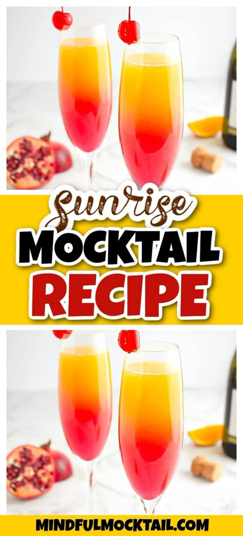 Mocktail Healthy, Sunrise Mocktail, Mimosa Mocktail, Smoothie Station, Summer Mocktails, Easy Mocktails, Best Non Alcoholic Drinks, Easy Mocktail Recipes, Mocktail Drinks