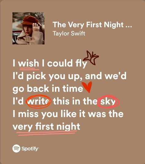 The Very First Night Taylor Swift Lyrics, The Very First Night Taylor Swift, Music Doodles, Red Layout, The Very First Night, Night Lyrics, Musician Quotes, Lost In The Forest, Music Doodle