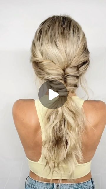 Easy Wedding Hair For Long Hair, Updos With Hair Extensions Simple, Ponytail Updo With Braid, Easy Hairstyles Pulled Back, Low Pony Hairstyles Tutorial, Easy Plaits Hairstyles, Wedding Guest Ponytail Hairstyles, Pull Back Hairstyles, Easy Ponytail Hairstyles For Long Hair