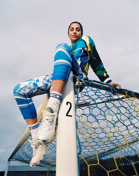 Soccer Fashion Editorial, Soccer Editorial, Sporty Poses, Croatia Jersey, Nadia Nadim, Adidas Editorial, Dan Beleiu, Soccer Photography Poses, Panathenaic Stadium