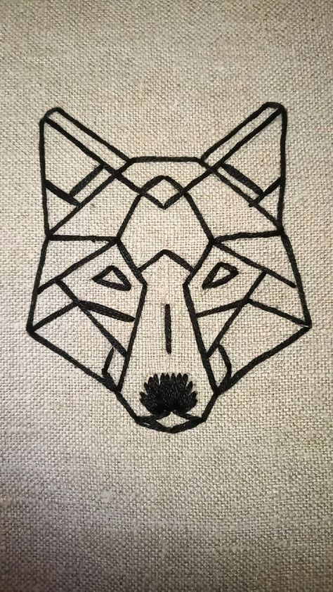 Masculine Embroidery Designs, Wolf Embroidery Pattern, Masculine Embroidery, Shirt Embroidery Ideas For Men, Wolf Line Art, Embroidery Wolf, Embroidery Stem Stitch, Embroidery For Men, Wolf Embroidery