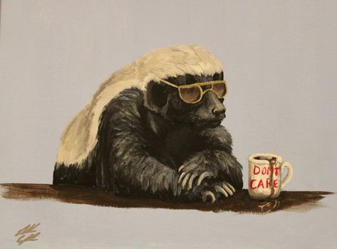 Badger Painting, Painting Meme, Coffee Art Print, Funny Decor, Guinness Book, Honey Badger, Funny Wall Art, Market Place, Coffee Art