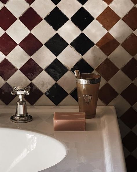 Checkerboard Tile, Colin King, Tile Layout, Zellige Tile, Tile Inspiration, Square Tile, Interior Stylist, White Square, Vintage Bathroom