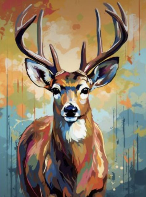 Stag Painting Acrylic, Abstract Deer Painting, Deer Painting Easy, Deer Head Painting, Deer Art Painting, Dear Painting, Deer Head Drawing, Deer Canvas Painting, Oil Painting Animals