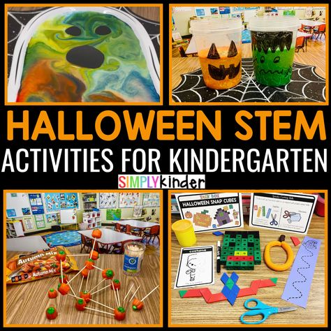 Halloween STEM Activities - Simply Kinder Halloween Stem Preschool, Halloween Stem Kindergarten, Stem Activities For Preschool, Stem Activities For Kindergarten, Halloween Kindergarten Activities, Fall Stem Activities, Halloween Stem Activities, Stem Activities Kindergarten, Halloween Snap