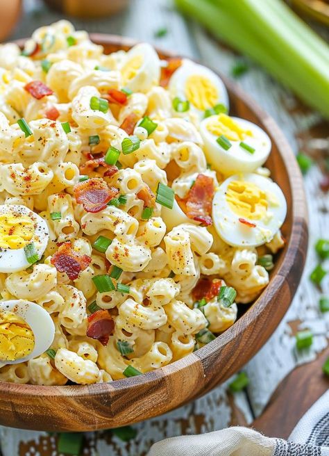 My Delish Recipes Deviled Egg Pasta Salad Southern Living, Deviled Eggs Macaroni Salad, Pasta Salad With Elbow Macaroni, Salad For Potluck, Macaroni Salad With Egg, Deviled Ham Salad, Deviled Egg Macaroni Salad, Pink Sleepover, Deviled Egg Pasta Salad