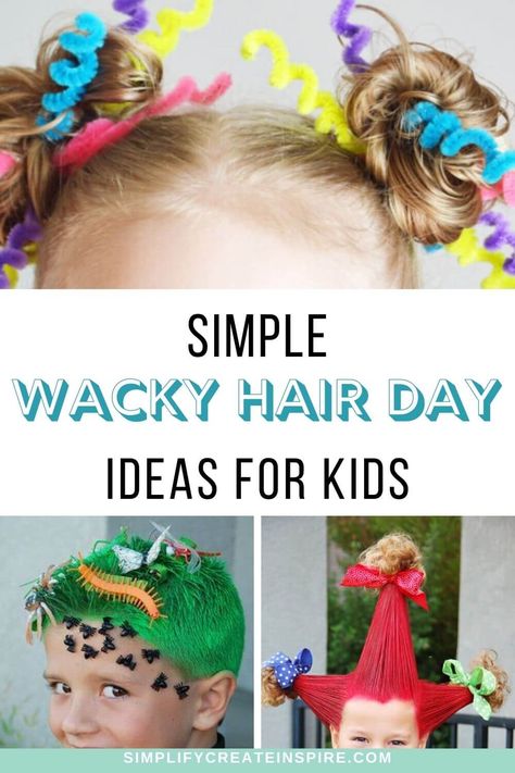 Easy Crazy Hair Day Ideas, Easy Crazy Hair Day, Whacky Hair Day, Crazy Hair For Kids, Crazy Hair Day Ideas, Wacky Hair Day Ideas, Wacky Hair Day, Wacky Hair Days, Hairstyles Kids