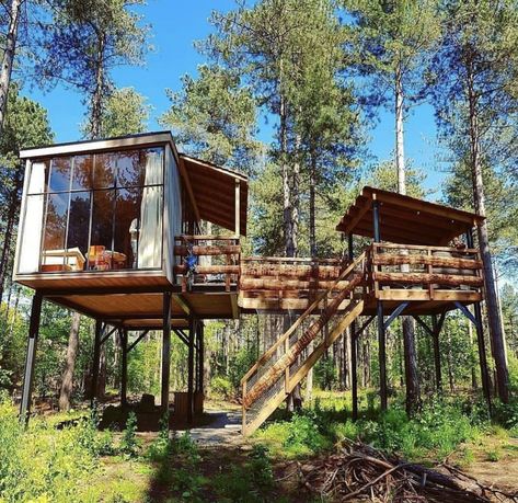 Tree House Plans, House On Stilts, Cool Tree Houses, Tree House Designs, Bamboo House, Tiny House Cabin, Forest House, Tree Houses, Container Homes