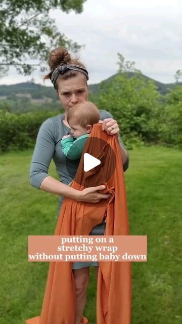 Cassidy Eisenfeld on Instagram: "I recently got asked if it is possible to put a stretchy wrap on while holding your baby. Yes, but it is going to take a little practice. I'd recommend a practicing a front wrap cross carry first before attempting to do with your baby. When you use a stretchy wrap, you are modifying it by pulling those vertical pieces of fabric and spreading them across baby as well. With a general stretchy wrap, you always want three full pieces of fabric over babies torso and even better to have that fully spread from knee to knee and under the bottom on both sides.   #stretchywrap #babywearing #baby #newborn" Stretchy Wrap Carries, How To Baby Wrap, How To Wrap Baby Carrier, Moby Wrap Holds, Diy Baby Carrier Wrap, Baby Carrying Wrap, Baby Wrap Tutorial, Woven Wrap Carries, Diy Baby Wrap