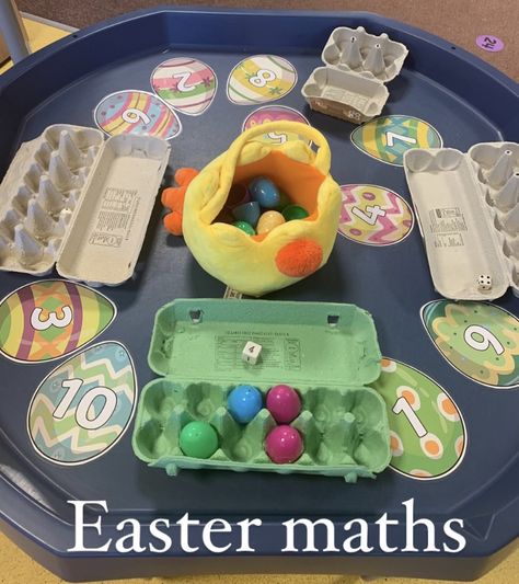 Eyfs Easter Tuff Tray Ideas, Easter Activities For Nursery, Easter Reception Ideas, Easter Early Years Activities, Tuff Tray Easter, Easter Tuff Tray Eyfs, Easter Nursery Activities, Easter Eyfs Activities Ideas, Easter Maths Eyfs