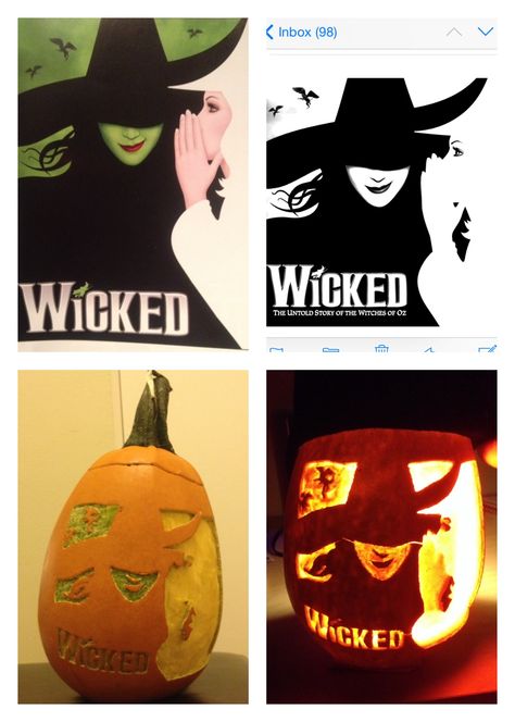 WICKED Pumpkin Carving! #Wicked #Pumpkin #Carving #Halloween Wicked Pumpkin Carving Ideas, Wicked Pumpkin Carving, Wicked Pumpkin, Pumpkin Carving Halloween, The Witches Of Oz, Halloween Pumpkin Carving, Pumpkin Carving Designs, Pumpkin Carving Ideas, Wicked Musical