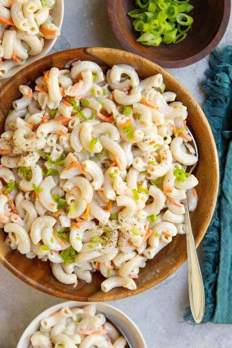 Creamy Hawaiian Macaroni Salad made lighter. Serve it with your favorite main dish for a delicious meal. Salads With Fish, Hawaiian Cuisine, Macaroni Salad Ingredients, Best Salads, Cold Side Dishes, Hawaiian Macaroni Salad, Romantic Walk, Best Macaroni Salad, Easy Macaroni