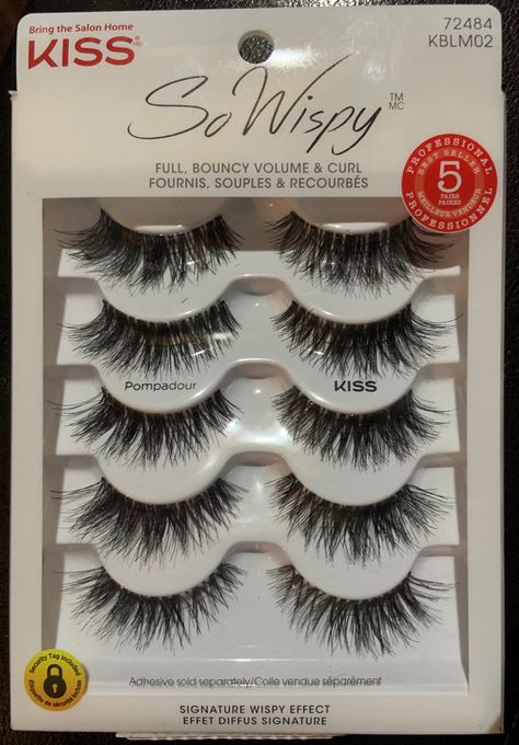 Kiss Pompadour Lashes, Good False Lashes, Kiss False Lashes, False Lashes Aesthetic, Kiss So Wispy Lashes, Drugstore Lashes, Lash Falsies, Kiss Eyelashes, Best False Lashes