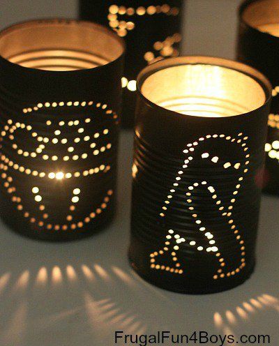 Boy Scout Crafts, Boy Scout Camping, Can Lanterns, Tin Can Lanterns, Diy Lego, Star Wars Crafts, Star Wars Diy, Tin Can Crafts, Scouts Crafts