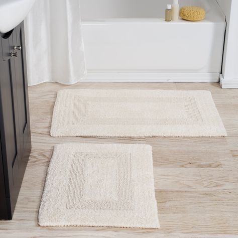 PRICES MAY VARY. MAXIMUM ABSORBENCY- The Lavish Home Bath Rugs are constructed utilizing absorbent 100% cotton material to soak up excess water after exiting the bath or shower. The classic, yet stylish set is perfect to keep your bathroom looking great and your whole family safe from a slippery floor. COMFORTABLE AND REVERSIBLE-  The comfortable texture of the Lavish Home Bath Mats offers a dry and cozy place to stand when you step out of the shower. This bath tub mat is also fully reversible w Washable Bathroom Rugs, Slippery Floor, Bathroom Mat Sets, Cotton Bath Mats, Bathroom Rugs And Mats, Cotton Bath Rug, Bathroom Rug Sets, Bath Mat Sets, Bath Rugs Sets