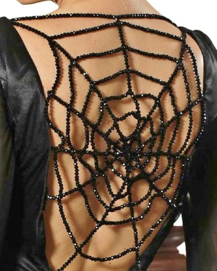 Spider Halloween Costume, Spiderweb Dress, Crystal Spider, Witch Wedding, Edgy Bridal, Spider Queen, Spider Costume, Beaded Spiders, Black Spider