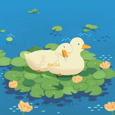 ArtStation - duck, KK辰未 Cute Duck Drawings, Cute Duck Wallpaper, Tato Grunge, Ducks Wallpaper, Duck Drawing, Duck Wallpaper, Cute Ducklings, 동화 삽화, Duck Art