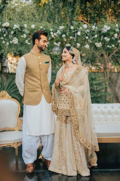 Ditch The Usual Bridal Outfits For These Gorgeous Sharara Suit Designs Nikkah Outfit, Nikah Outfit, Nikah Dress, Desi Wedding Dresses, Couple Wedding Dress, Nikkah Dress, Asian Bridal Dresses, Asian Wedding Dress, Bridal Dresses Pakistan