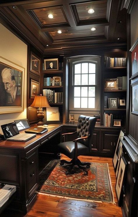 Home Library Rooms, Home Library Design, Wooden Floors, Home Libraries, Library Design, Home Office Setup, Dream House Interior, Alam Yang Indah, Office Interior Design