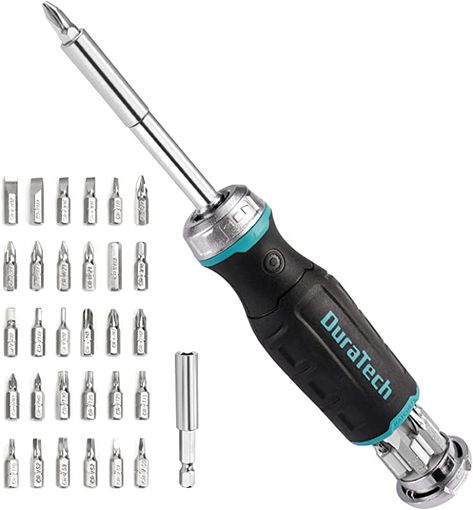 DURATECH Multi-bit Ratcheting Screwdriver, 38-Piece Magnetic Screw Drivers with Bits Storage Handle, Slotted/Philips/Pozi/Torx/Hex/Square - - Amazon.com Screw Drivers, Electric Screwdriver, Screwdriver Set, Screw, Screwdriver, Magnets, Tool Design, Electricity