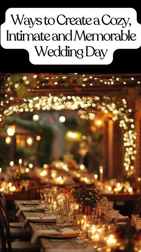 Cozy wedding setup with rustic decor, candlelit tables, and soft lighting for an intimate celebration. Cozy Wedding Table Decor, Cozy Wedding Ideas, Candlelight Wedding Ceremony, Candlelit Ceremony, Candlelit Wedding, Candle Lit Wedding, Cozy Wedding, Warm Decor, Memorable Wedding