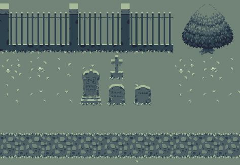 Graveyard Pixel Art, Pixel Graveyard, Top Down Game, Pixel Game, Indie Game Art, Ghost Games, Art Games, Indie Game, Cute Sketches