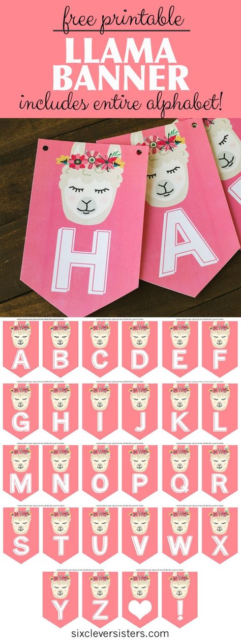 Free Llama Printable, Lama Birthday Party, Diy Llama, Llama Classroom, Llama Birthday Party, Llama Party, Diy Birthday Banner, Banner Diy, Free Printable Banner