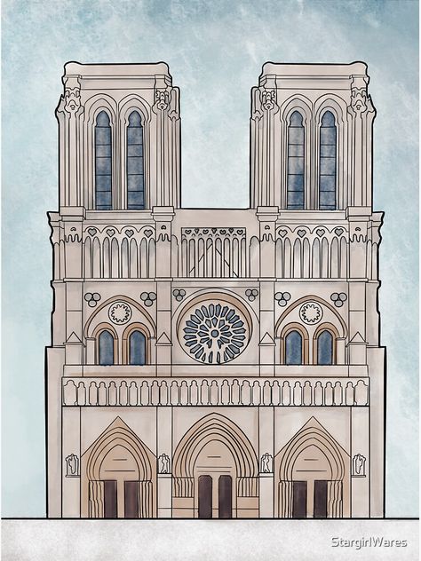 Notre-Dame Cathedral is an iconic building in Paris, France which is currently undergoing renovation after a fire damaged part of the building. Notre Dame Cathedral Sketch, Building Architecture Design Drawing, Architecture Sketch Simple Building, Famous Building Sketches, Notre Dame Cathedral Aesthetic, Gothic Architecture Drawing Easy, Cathedral Drawing Easy, Building Sketch Simple Architectural Drawings, Notre Dame Cathedral Drawing