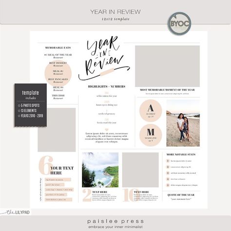 Year In Review – paislee press Year In Review Photo Book, Year In Review Scrapbook, Year In Review Template, Year End Reflection, Paislee Press, Wedding Album Scrapbooking, Anniversary Book, Album Designs, Wedding Scrapbook Pages