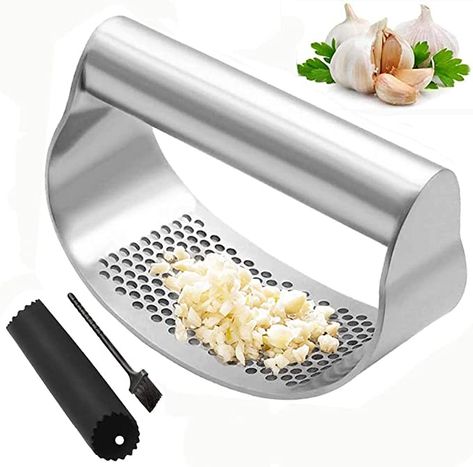 Yoboo® Garlic Press Garlic Crusher Kitchen Garlic Rocker 304 Food Grade Stainless Steel Ginger Crusher Ergonomics Labor Saving with Garlic Peeler and Cleaning Brush… : Amazon.co.uk: Home & Kitchen Garlic Presser, Garlic Tool, Stainless Steel Kitchen Tools, Garlic Presses, Garlic Mincer, Garlic Peeler, Garlic Crusher, Garlic Puree, Vegetable Chopper